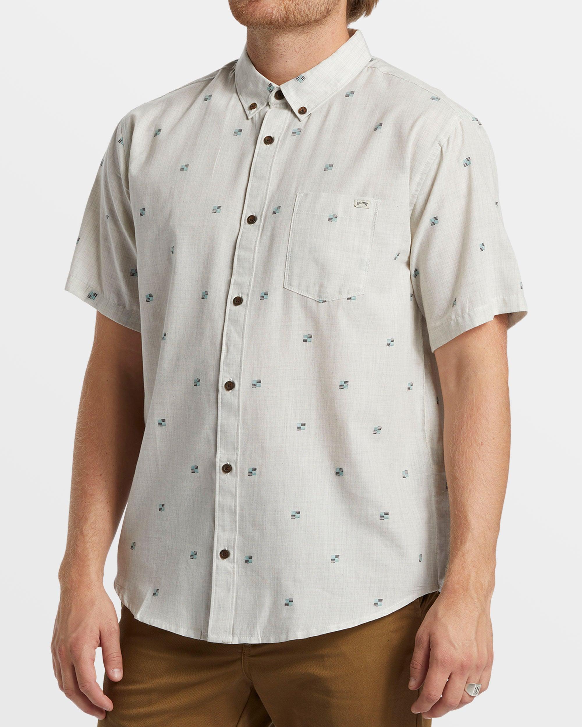 All Day Jacquard Short Sleeve Shirt - Stone Male Product Image