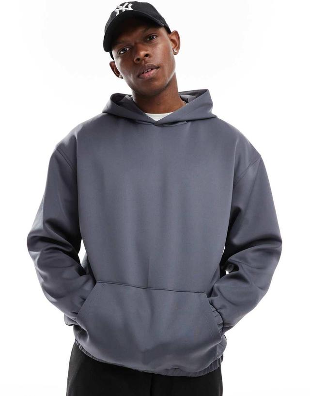 ASOS DESIGN oversized scuba hoodie in charcoal Product Image