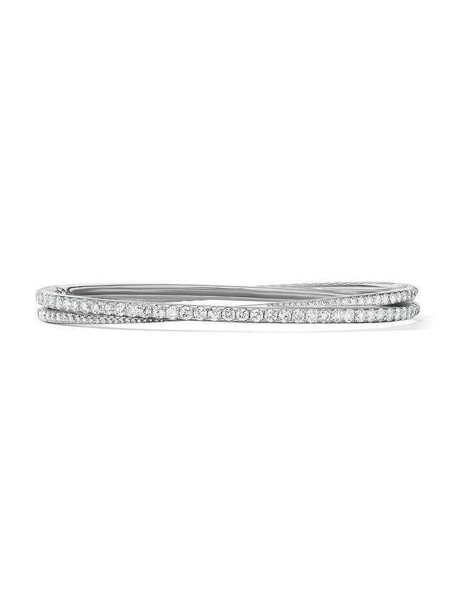 Womens Pav Crossover Two Row Bracelet in 18K White Gold Product Image