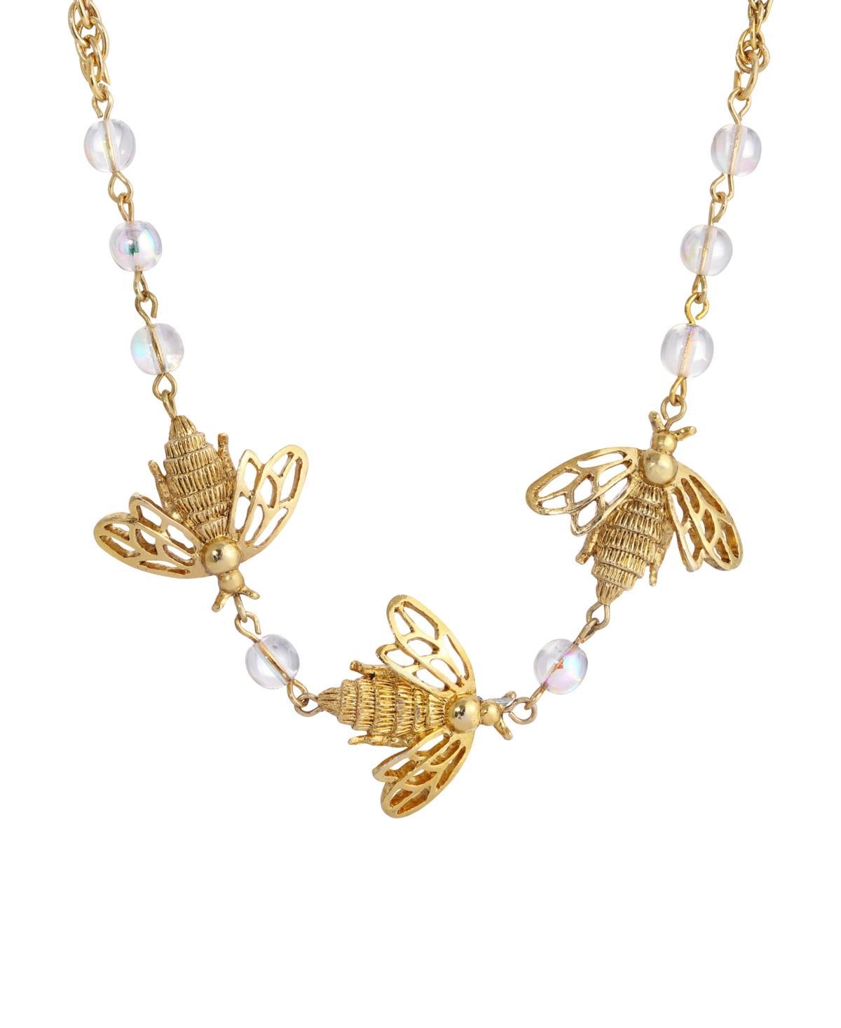 1928 Gold Tone Bumblebee Necklace, Womens Product Image