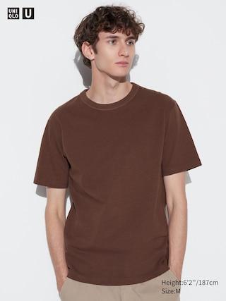 Mens Crew Neck T-Shirt Brown XL UNIQLO US Product Image