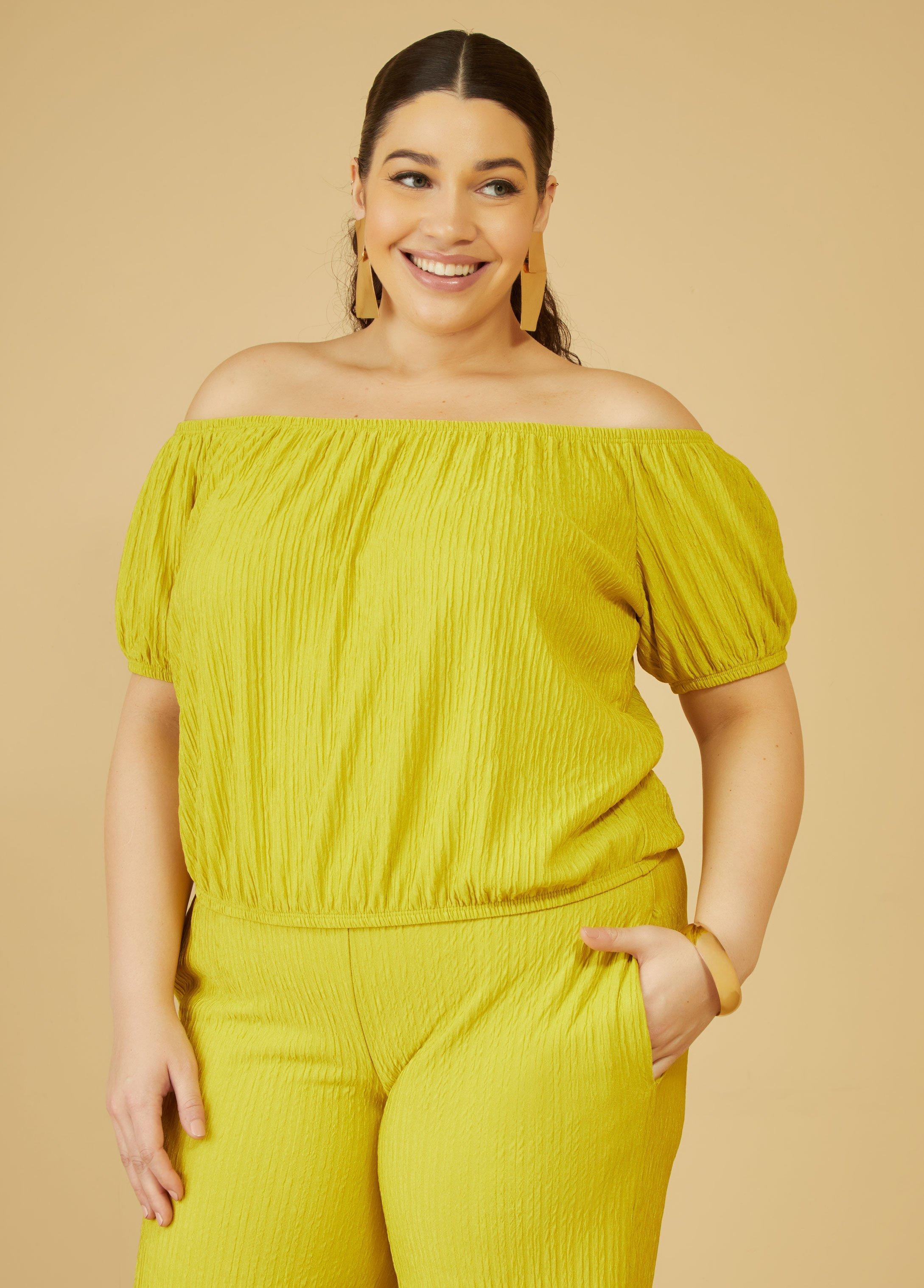 Plus Size Off The Shoulder Textured Top Ashley Stewart Product Image