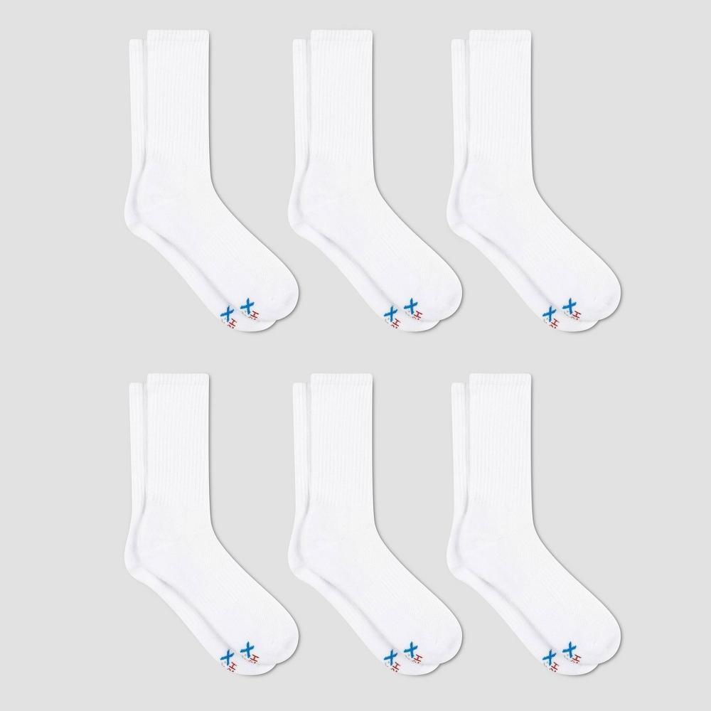 Men's Hanes Premium Performance Cushioned Crew Socks 6pk - White 6-12 Product Image