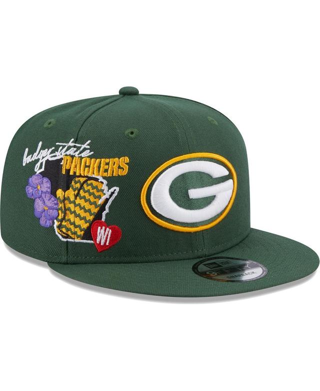 Mens New Era Green Green Bay Packers Icon 9FIFTY Snapback Hat Product Image