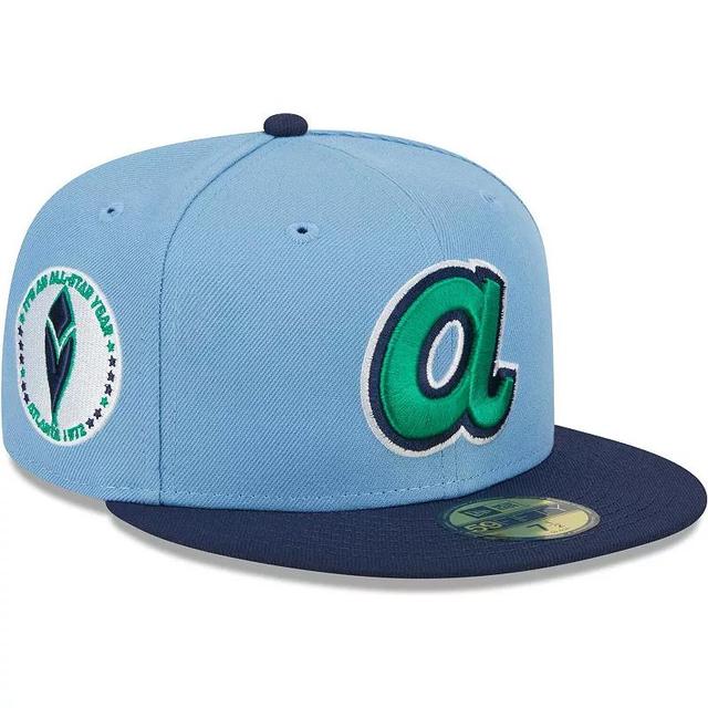 Mens New Era Light Blue Atlanta Braves Green Undervisor 59FIFTY Fitted Hat - Light Blue Product Image