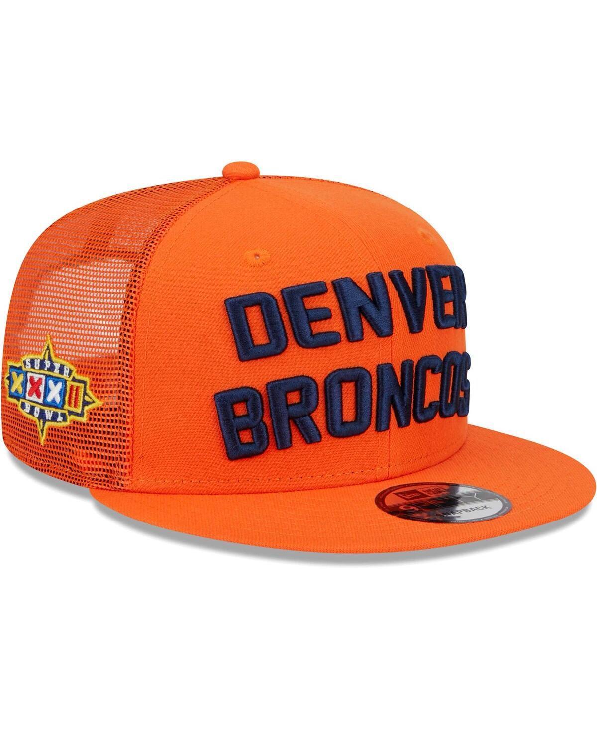 Mens New Era Denver Broncos Stacked Trucker 9FIFTY Snapback Hat Product Image