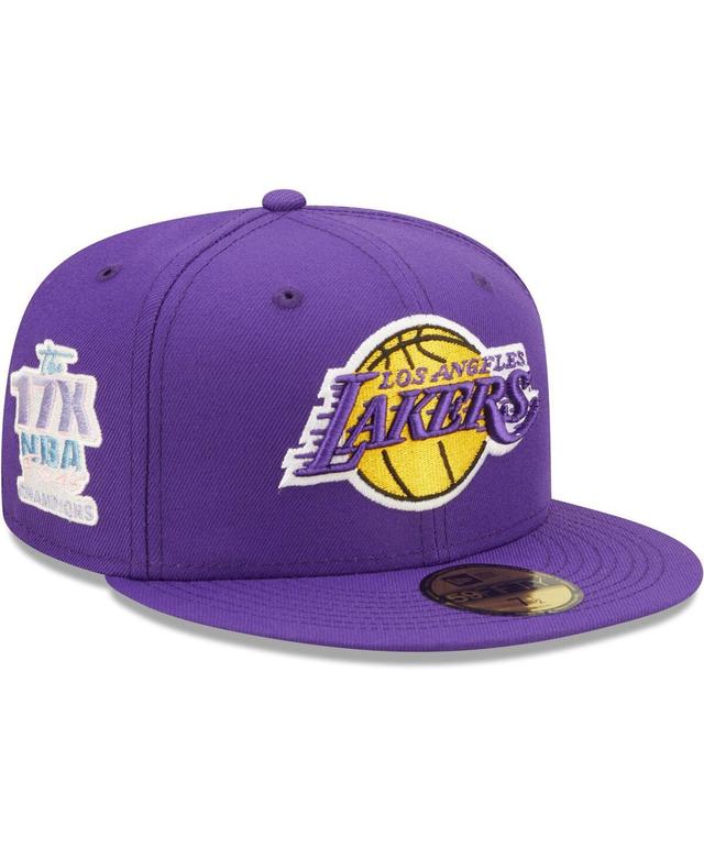 Mens New Era Los Angeles Lakers 17x NBA Finals Champions Pop Sweat 59FIFTY Fitted Hat Product Image