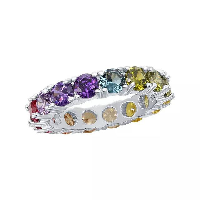 Sterling Silver Colorful Cubic Zirconia Eternity Ring, Womens Product Image