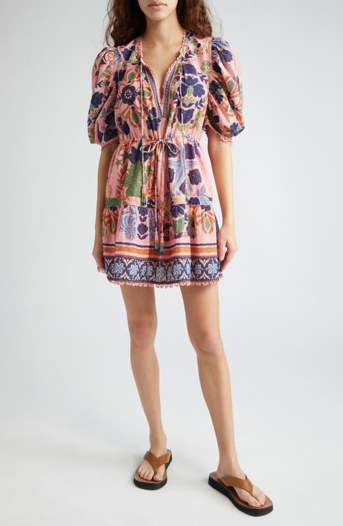 Womens Seashell Tapestry Puff-Sleeve Minidress Product Image