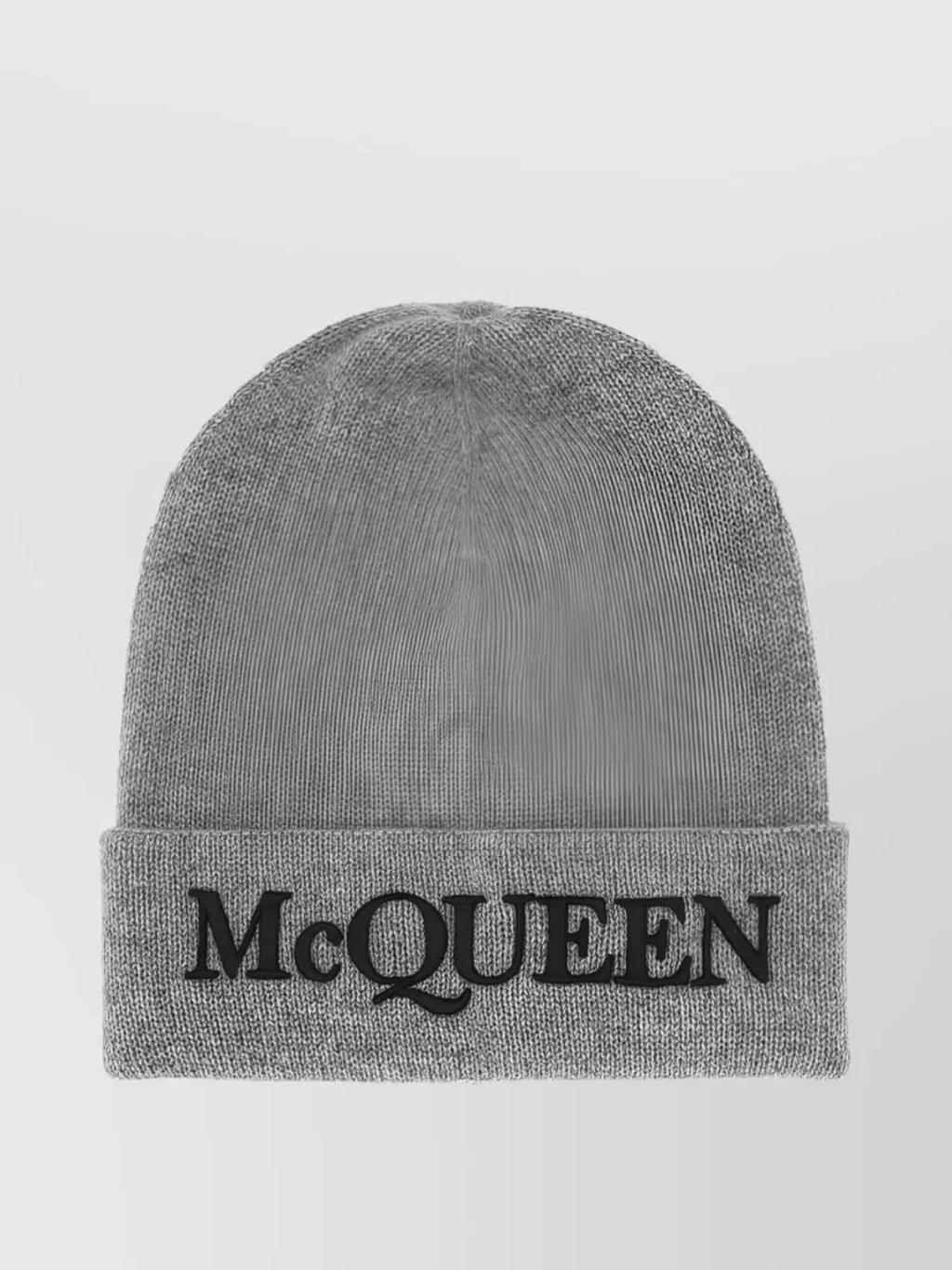 Cashmere Knit Logo Beanie In Grey Product Image