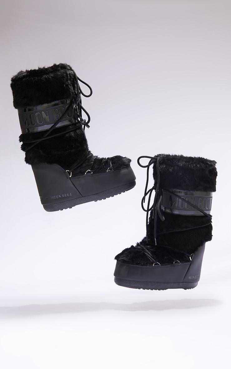 MOON BOOT Black Faux Fur Classic Product Image