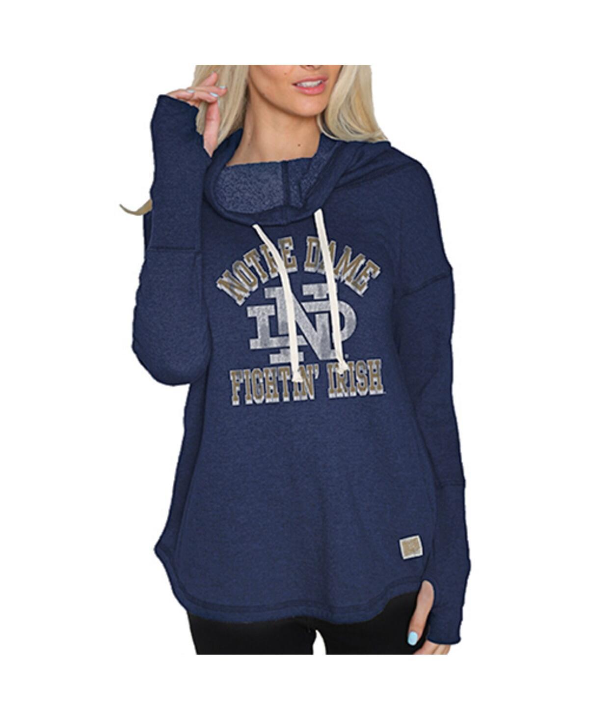 Womens Original Retro Brand Navy Notre Dame Fighting Irish Funnel Neck Pullover Sweatshirt Product Image