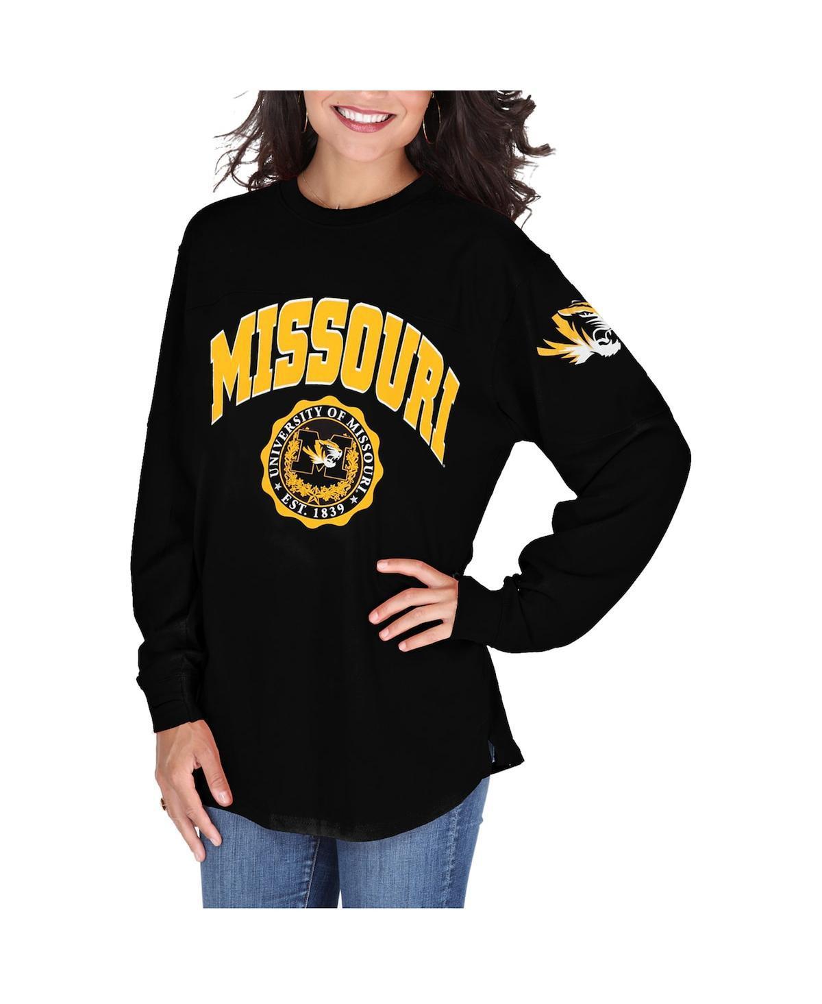 Womens Pressbox Black Missouri Tigers Edith Long Sleeve Oversized Top Product Image