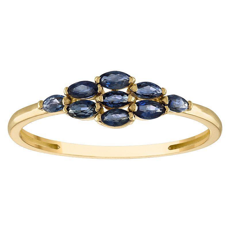 Tiara 10k Gold Sapphire Cluster Ring, Womens Product Image