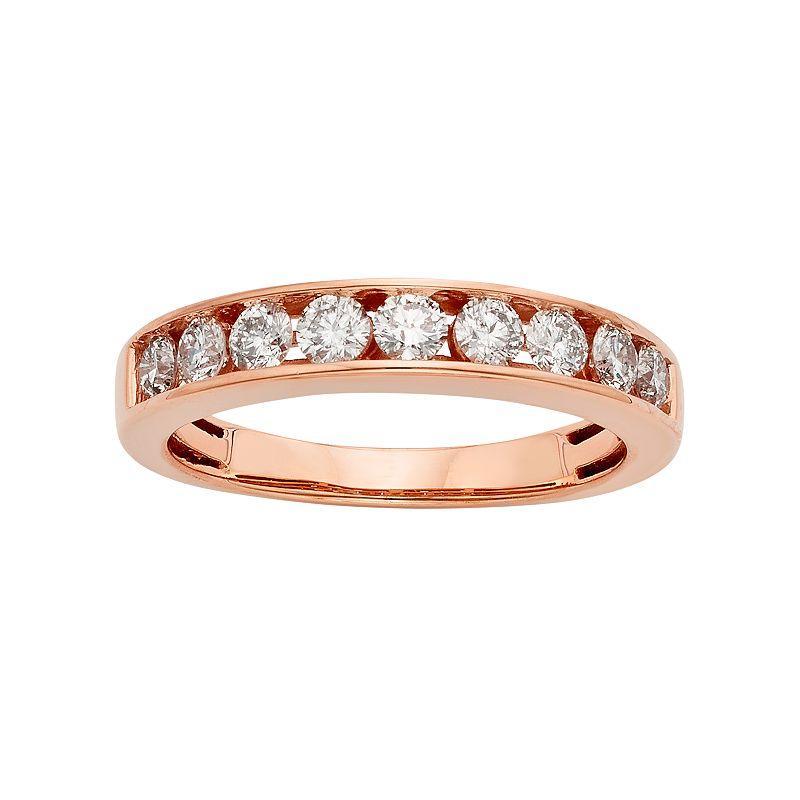 The Regal Collection 14k Rose Gold 3/4 Carat T.W. IGL Certified Diamond Anniversary Ring, Womens 14k Pink Product Image