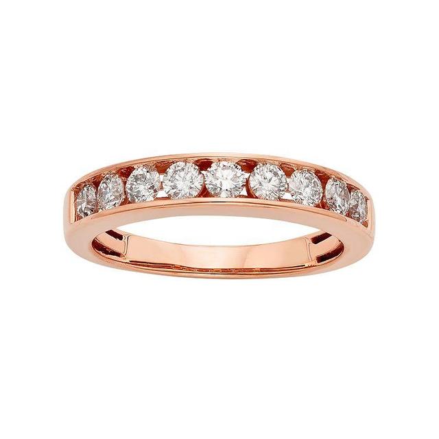 The Regal Collection 14k Rose Gold 3/4 Carat T.W. IGL Certified Diamond Anniversary Ring, Womens 14k Pink Product Image