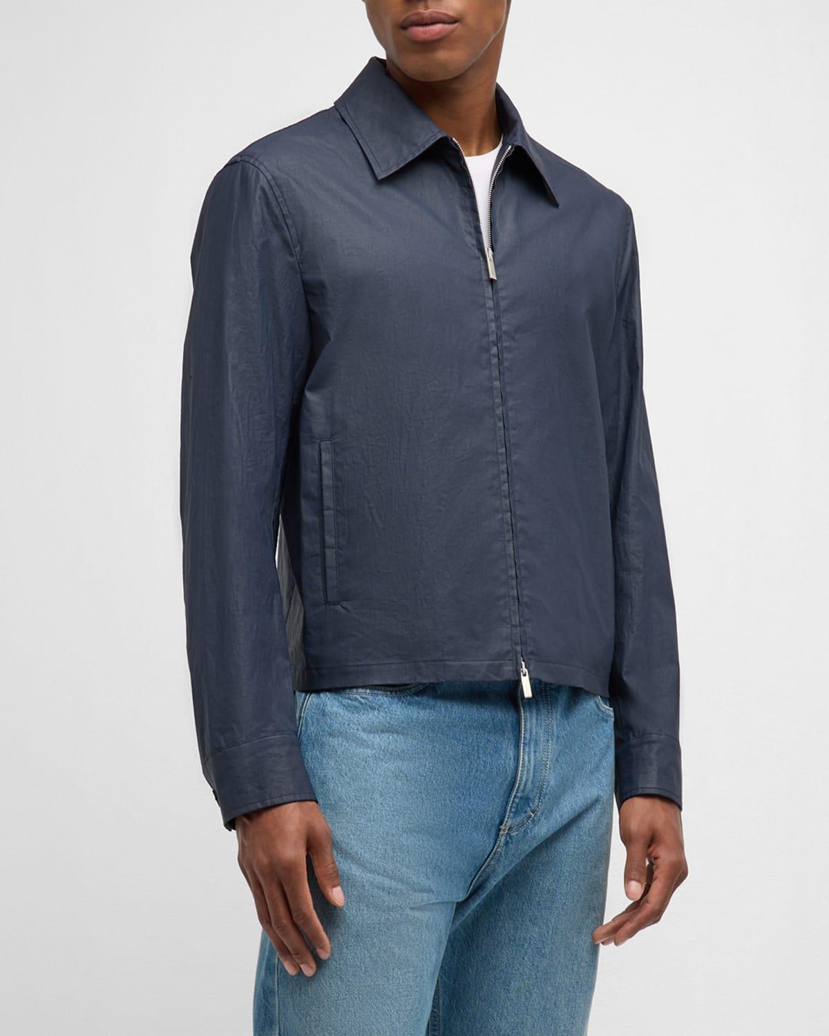 Mens Coated Linen Zip Jacket Product Image