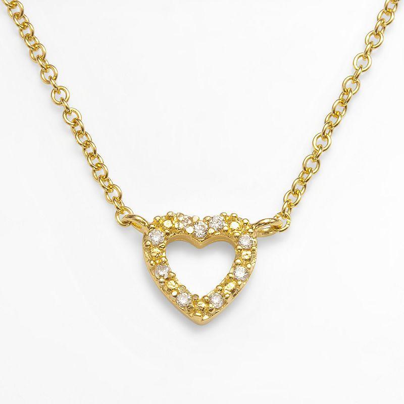 Sophie Miller 14k Gold Over Silver Cubic Zirconia Heart Link Necklace, Womens White Product Image