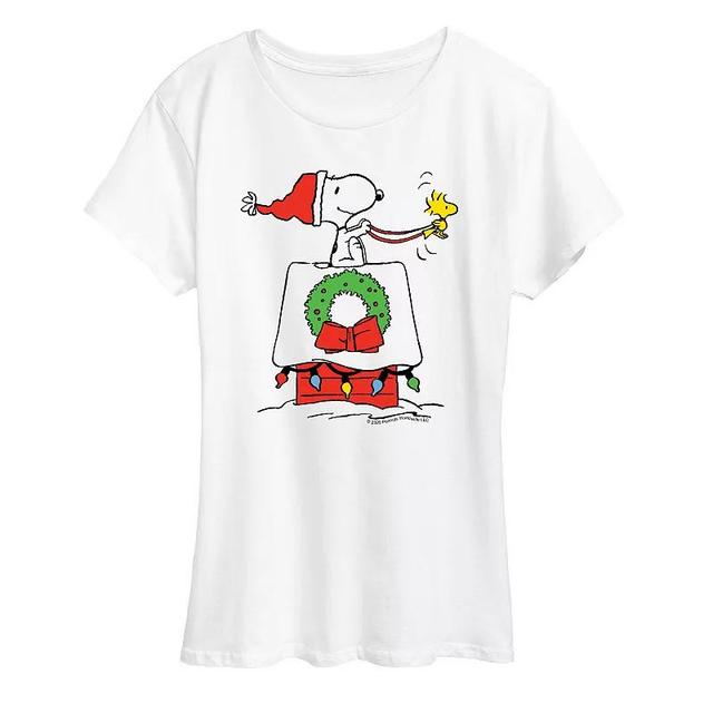 Womens Peanuts Snoopy Sleigh Graphic Tee Product Image