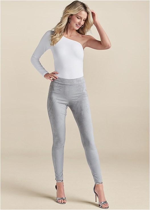 Pull-On Faux-Suede Skinny Pants product image