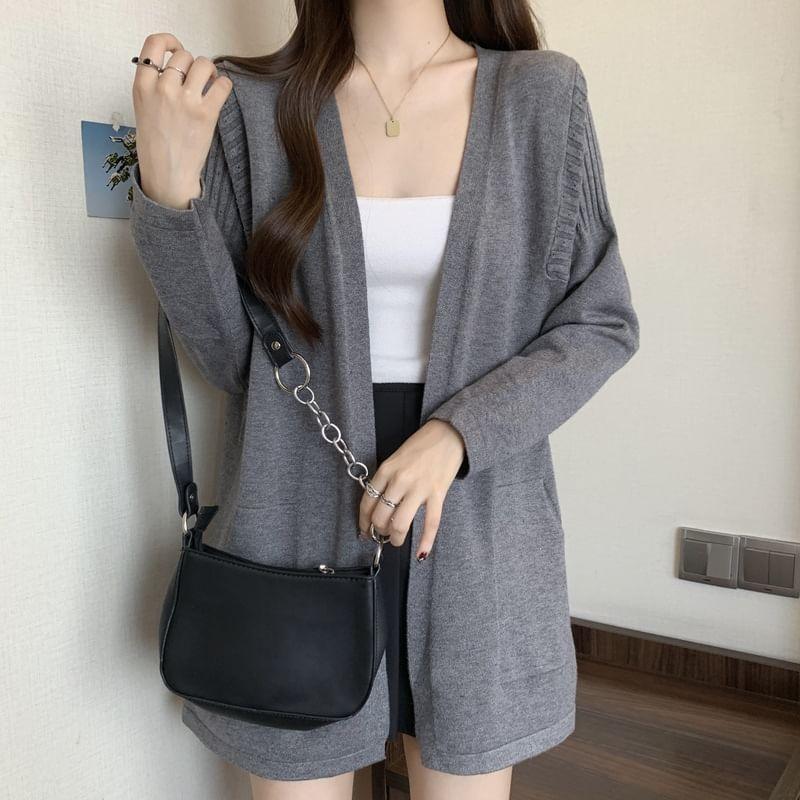 Ribbed Open Front Cardigan Product Image