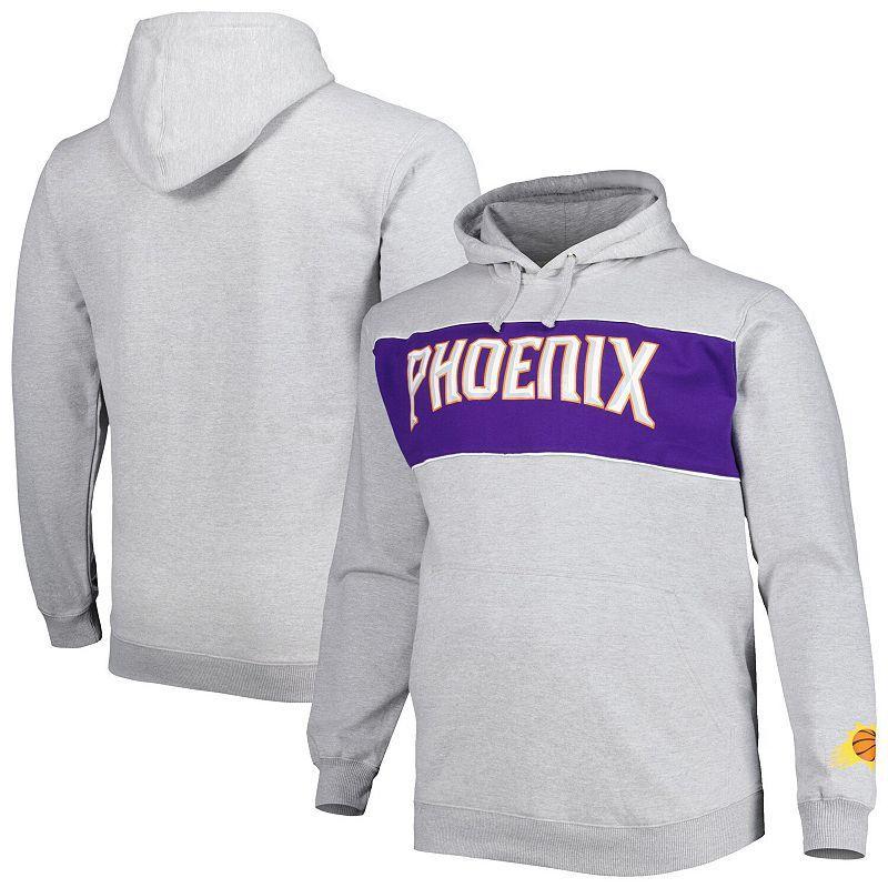 Mens Fanatics Heather Gray Phoenix Suns Big and Tall Wordmark Pullover Hoodie Product Image