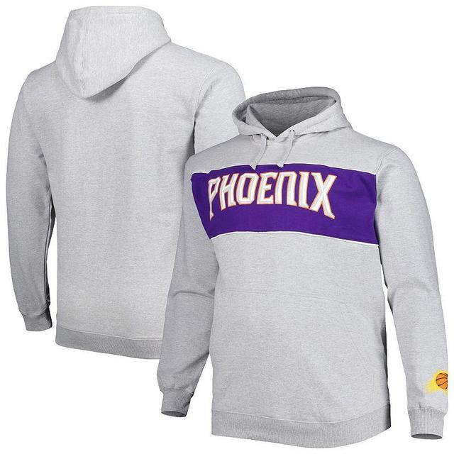 Mens Fanatics Heather Gray Phoenix Suns Big and Tall Wordmark Pullover Hoodie Product Image