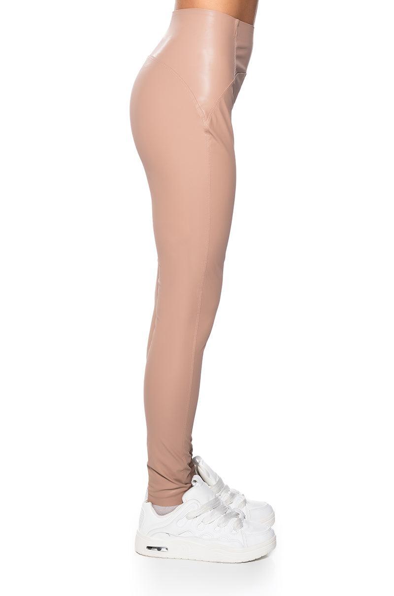 RIO HIGH RISE LEGGING WITH 4 WAY STRETCH IN BEIGE Product Image