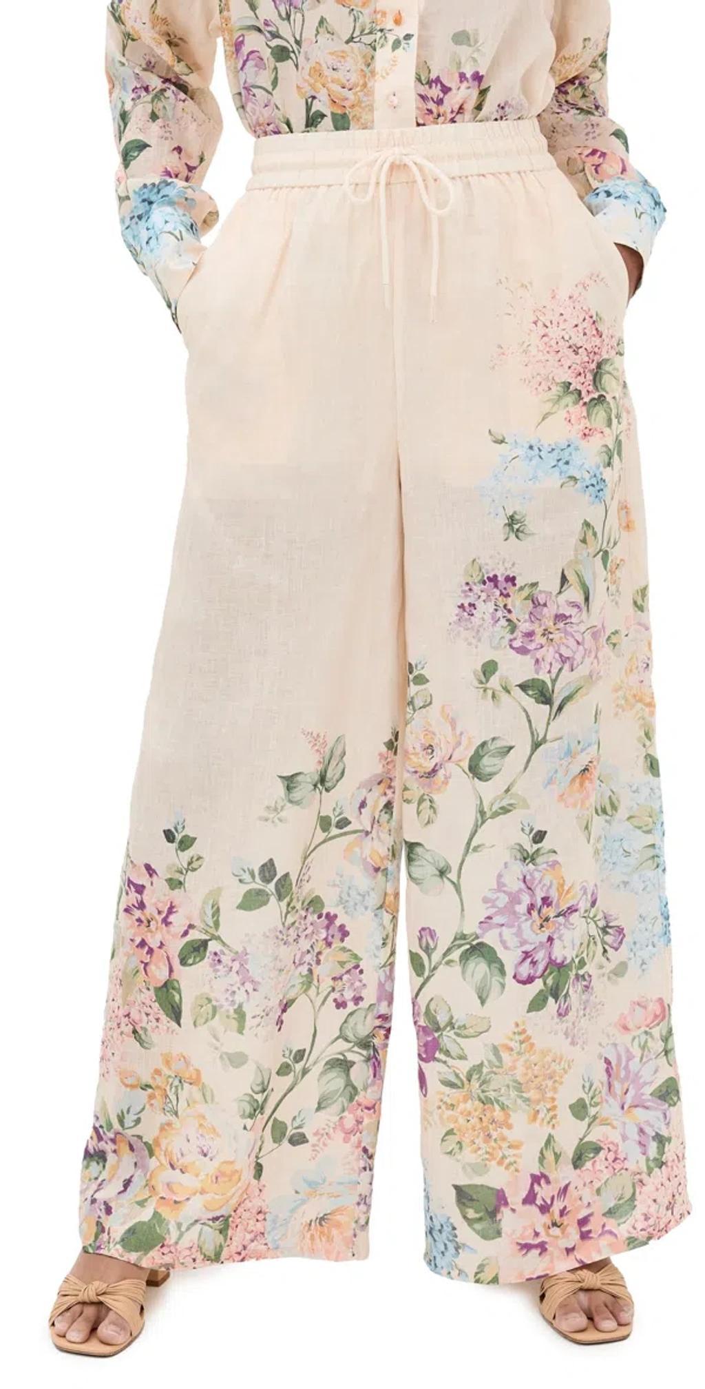 ZIMMERMANN Halliday Relaxed Pants Cream Watercolour Floral product image