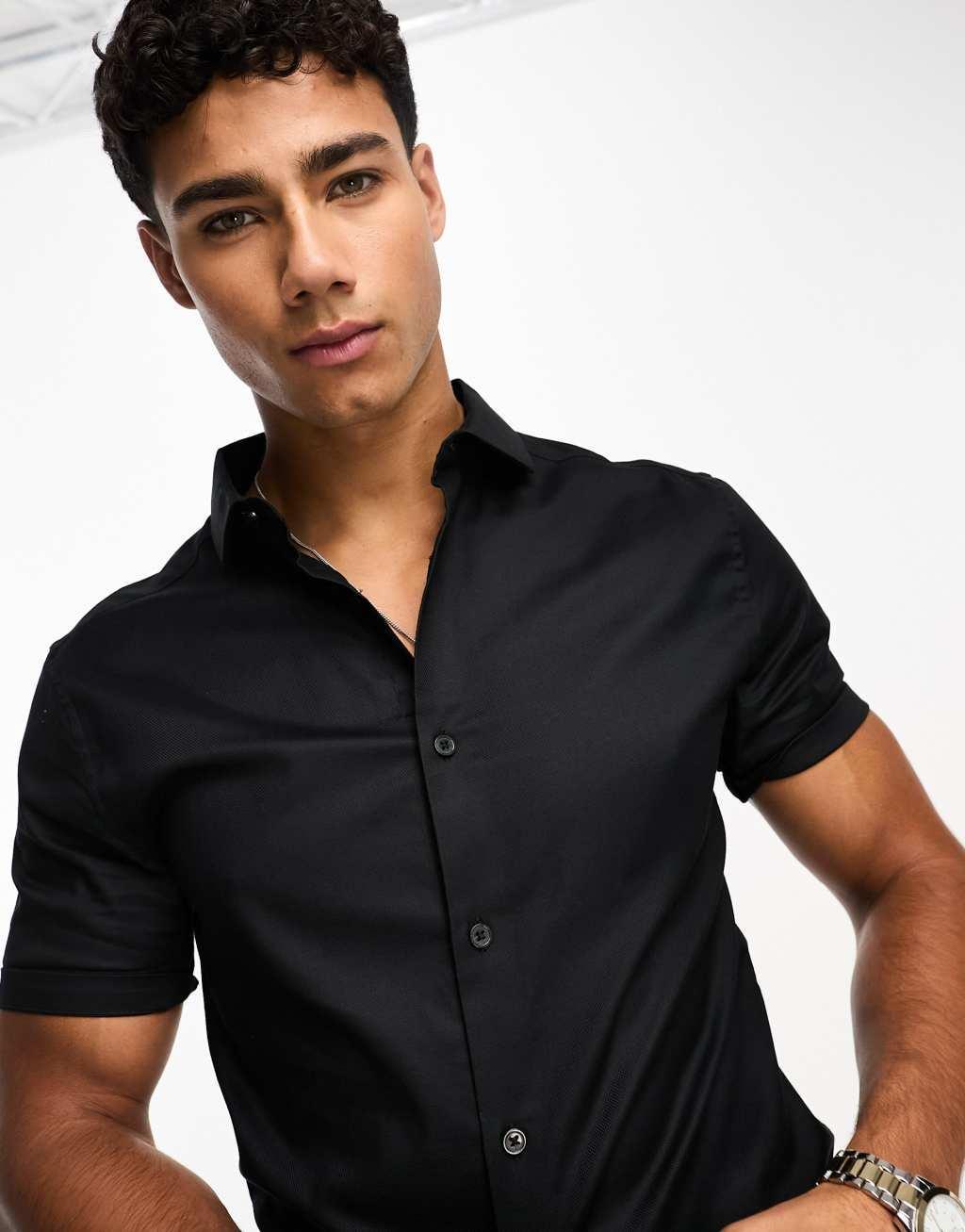 ASOS DESIGN skinny fit royal oxford shirt with cutaway collar Product Image