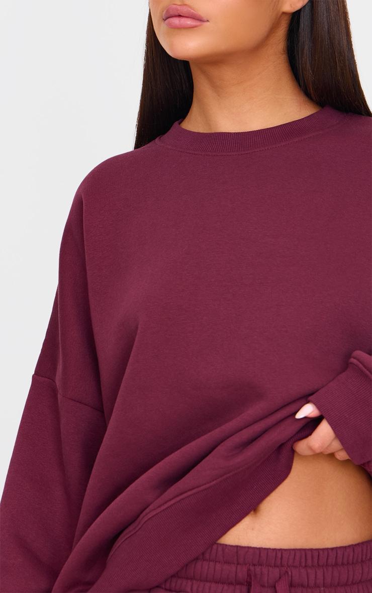 Burgundy Oversized Long Sleeve Sweatshirt Product Image