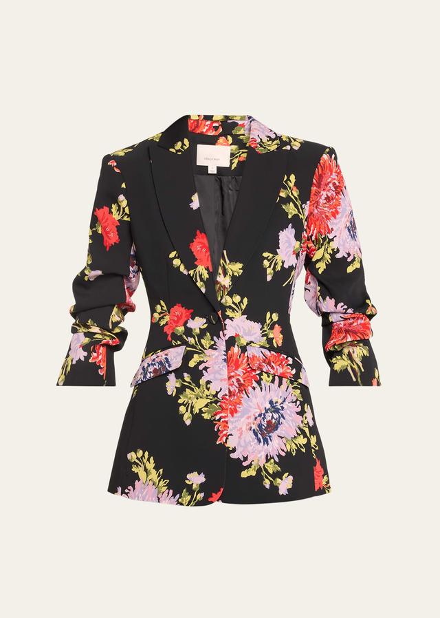 Cheyenne Chrysanthemum-Print Scrunched-Sleeve Blazer Product Image