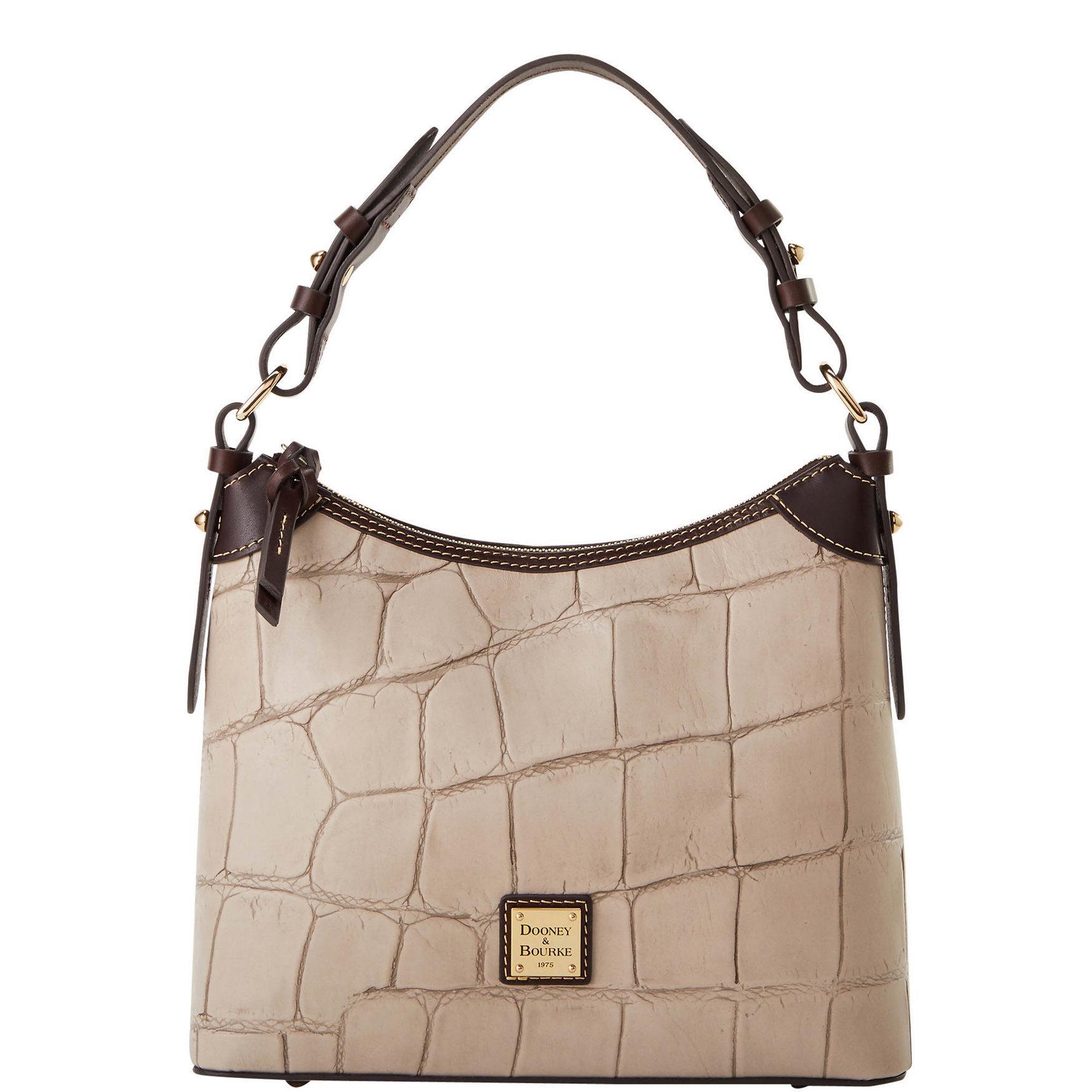 Dooney & Bourke Womens Denison Small Hobo Leather Crossbody Bag in Taupe Product Image