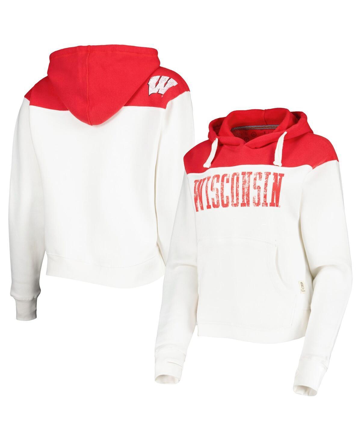 Womens Pressbox /Red Wisconsin Badgers Chicago 2-Hit Yoke Pullover Hoodie Product Image