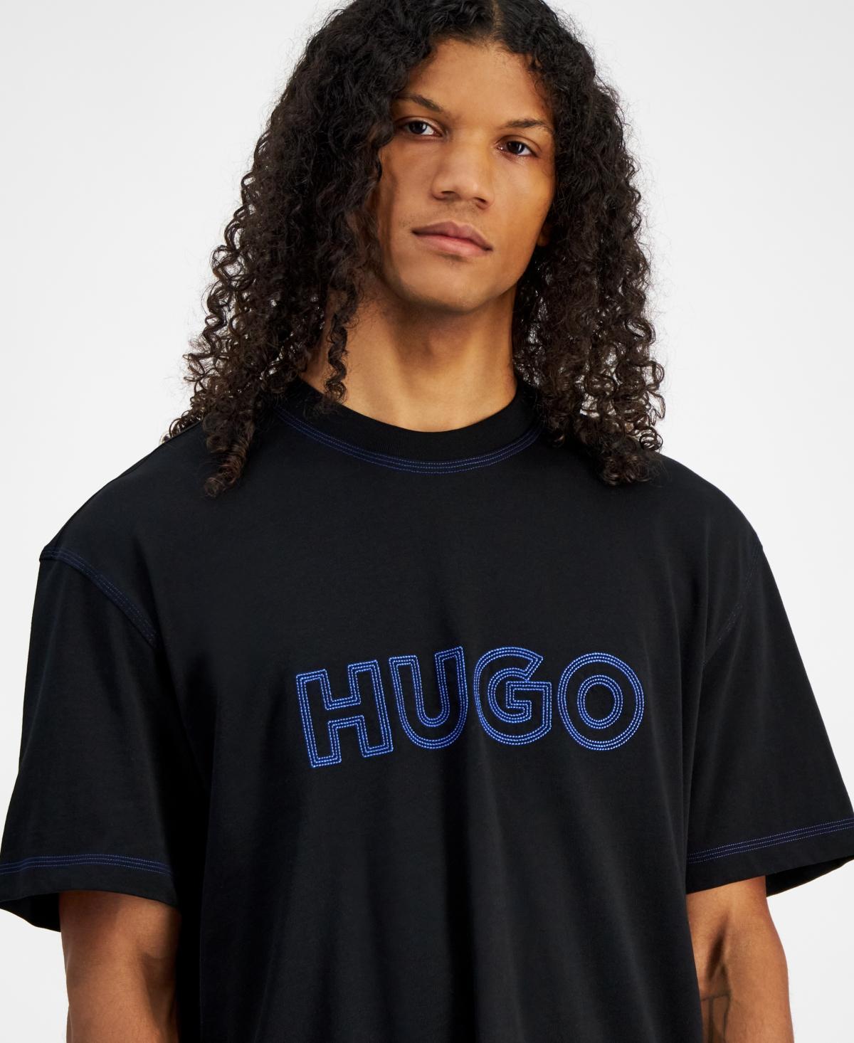 HUGO BOSS Men's Relaxed Fit Short Sleeve Crewneck Logo Graphic T-shirt In Black Product Image