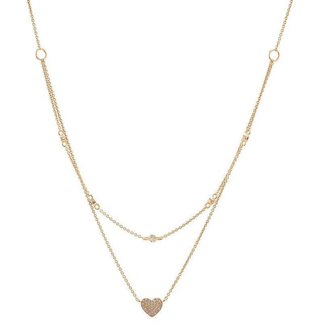 Luxle 14k Gold 1/8 Carat T.W. Diamond Double Strand Heart Necklace, Womens Product Image