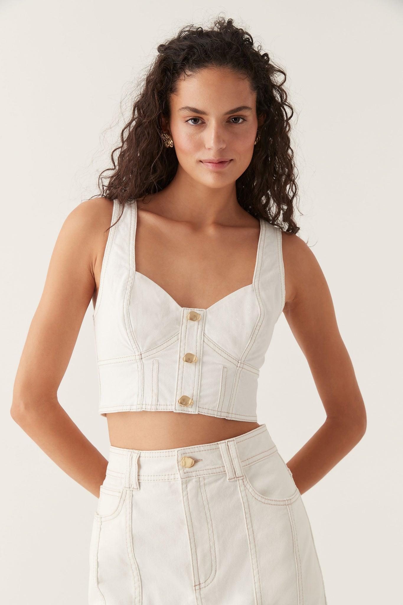 Elena Denim Cropped Bustier Product Image