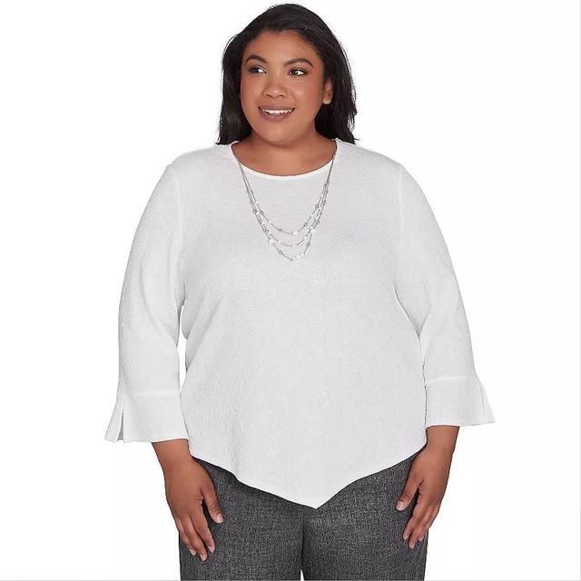 Plus Size Alfred Dunner Crewneck Textured Top With Detachable Necklace, Womens Product Image