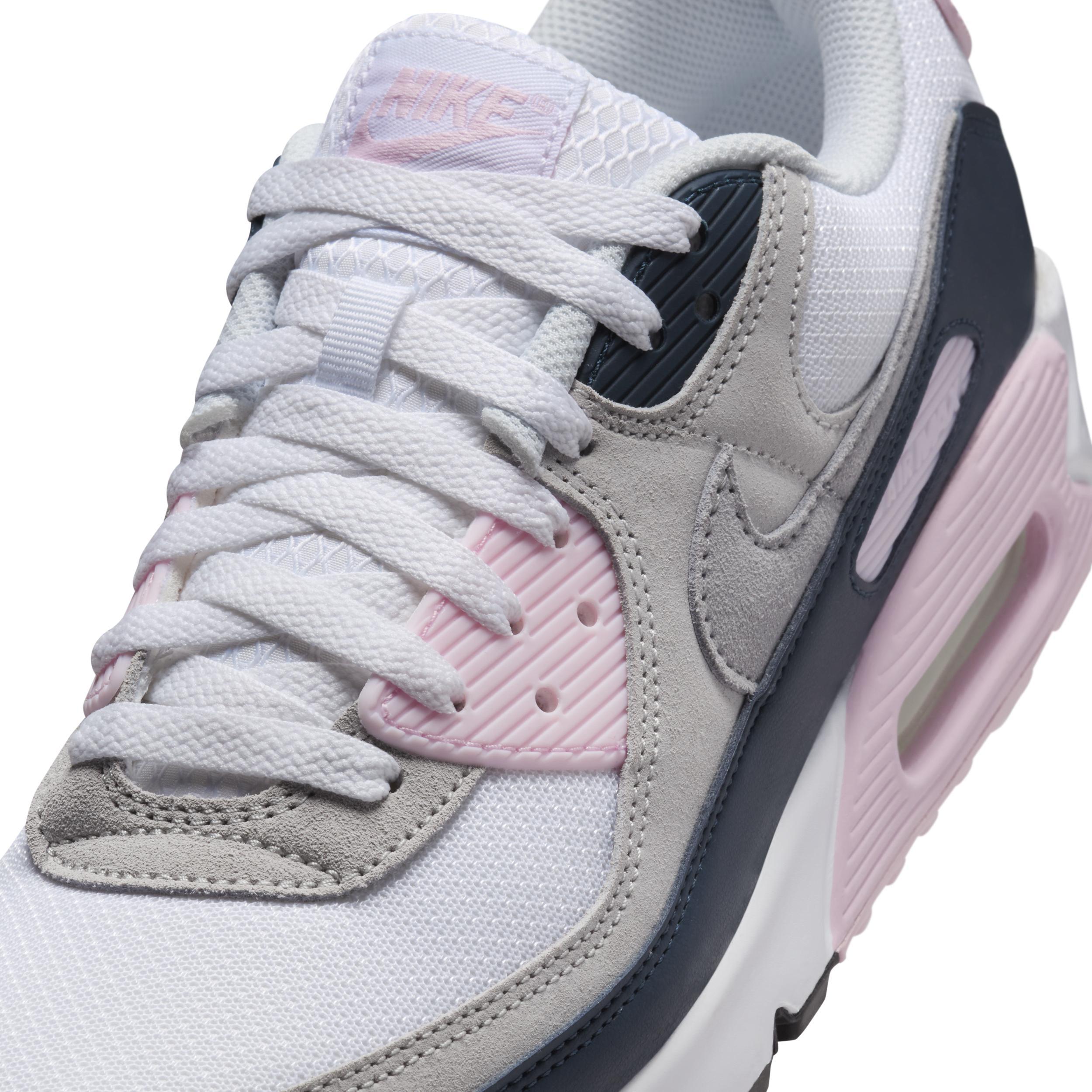 Nike Mens Air Max 90 - Running Shoes White/Wolf Grey/Pink Foam Product Image