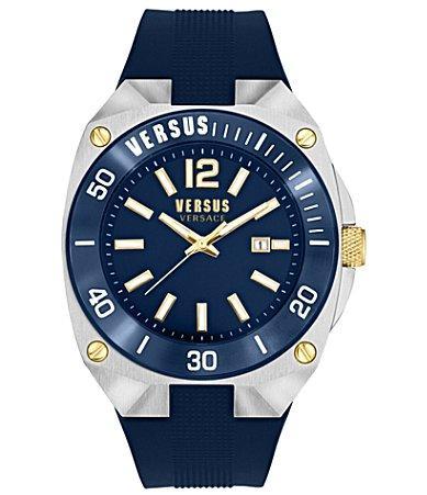 Versus Versace Mens Three-Hand Date Quartz Versus Reaction Blue Silicone Strap 48mm Product Image