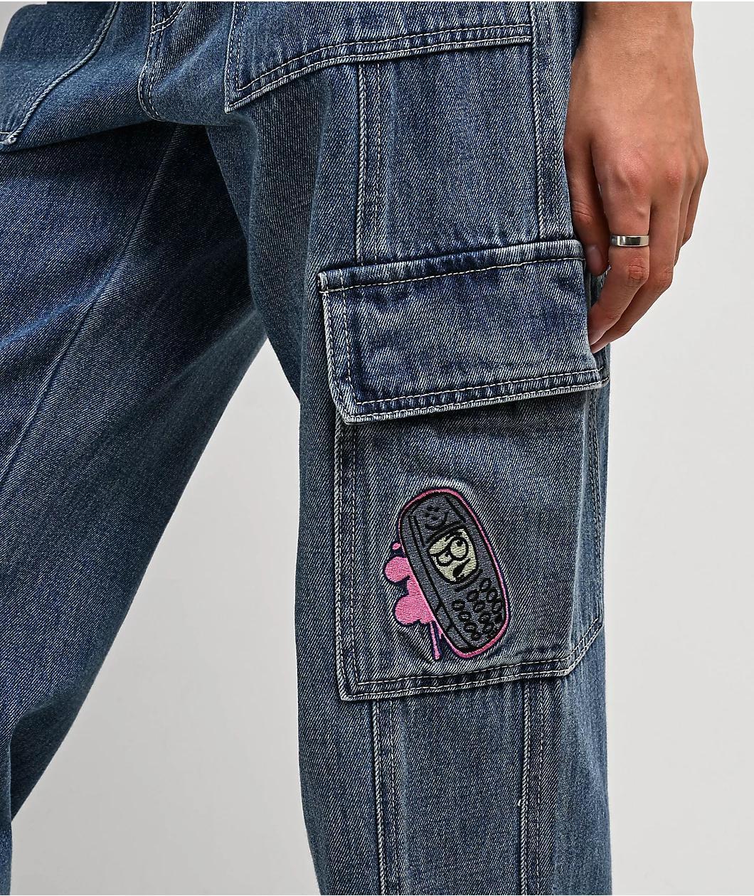 Empyre Tori Porkchop Pocket Blue Cargo Skate Jeans Product Image