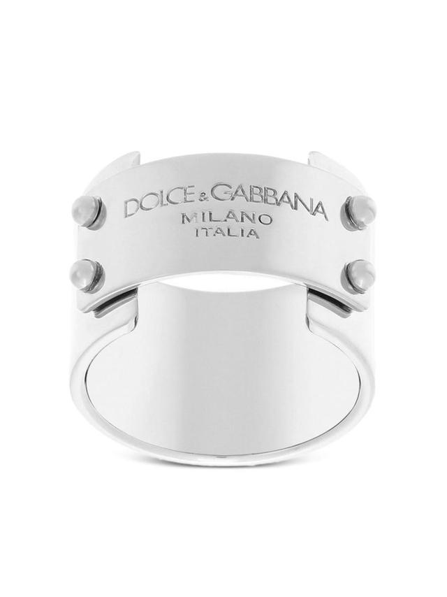 Logo-plaque Band Ring In Silver Product Image