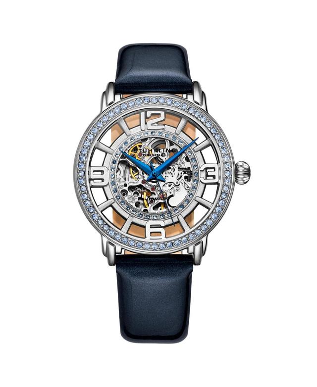 Stuhrling Womens Blue Leather Strap Watch 38mm Product Image