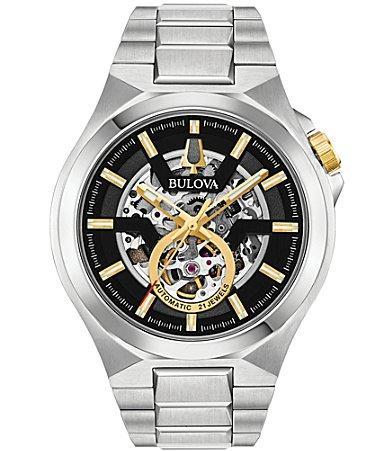 Bulova Maquina Silver-Tone Link Bracelet Automatic Watch, 46mm Product Image