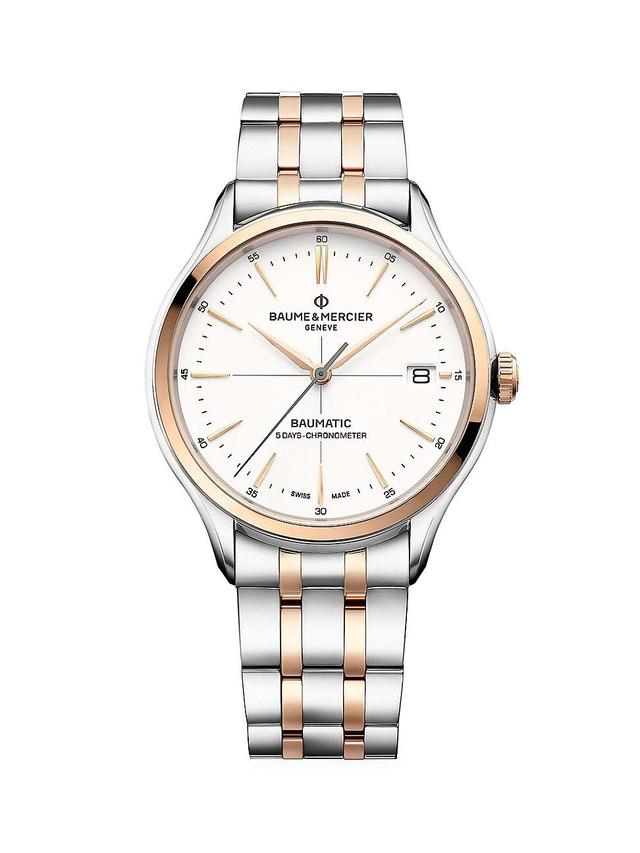 Womens Clifton Baumatic Stainless Steel & Rose Gold Capped Bracelet Chronometer Watch Product Image