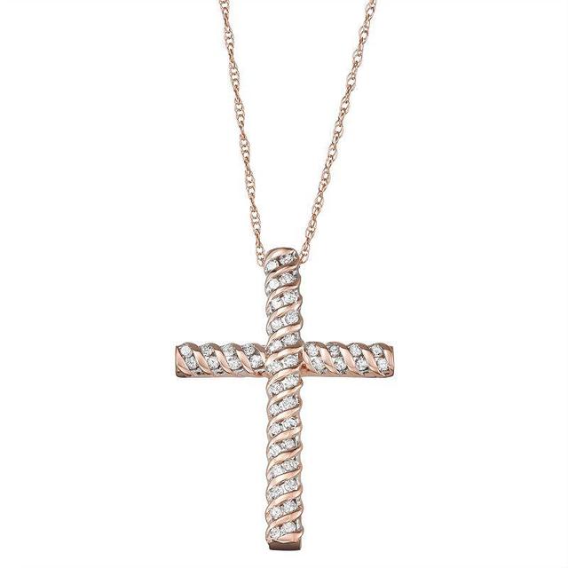 10k Gold 1/4 Carat T.W. Diamond Cross Pendant, Womens White Product Image