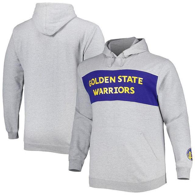 Mens Fanatics Branded Heather Gray Golden State Warriors Big & Tall Wordmark Pullover Hoodie Product Image