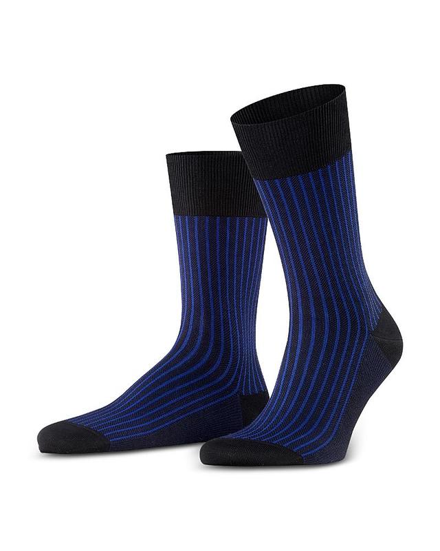 Falke Mercerized Cotton & Nylon Two Tone Stripe Jacquard Dress Socks Product Image