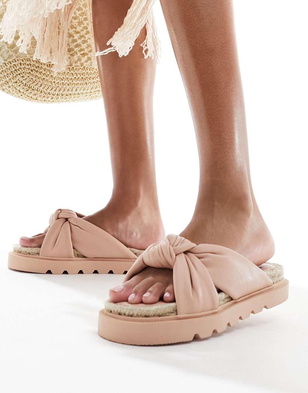 ASOS DESIGN Jemima cross strap espadrilles in light pink Product Image