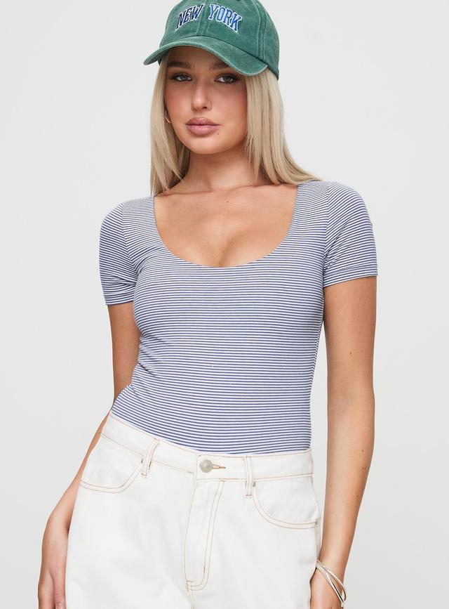 Brynne Bodysuit White / Navy Stripe Product Image